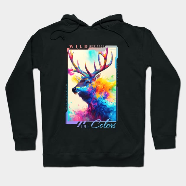 Stag Deer Animal Discovery Adventure Nature Planet Earth Paint Hoodie by Cubebox